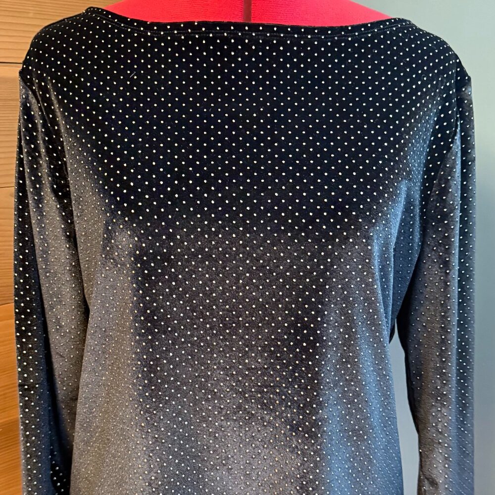 NWT Ann Taylor Factory Black Velvet Boat Neck Blouse - L